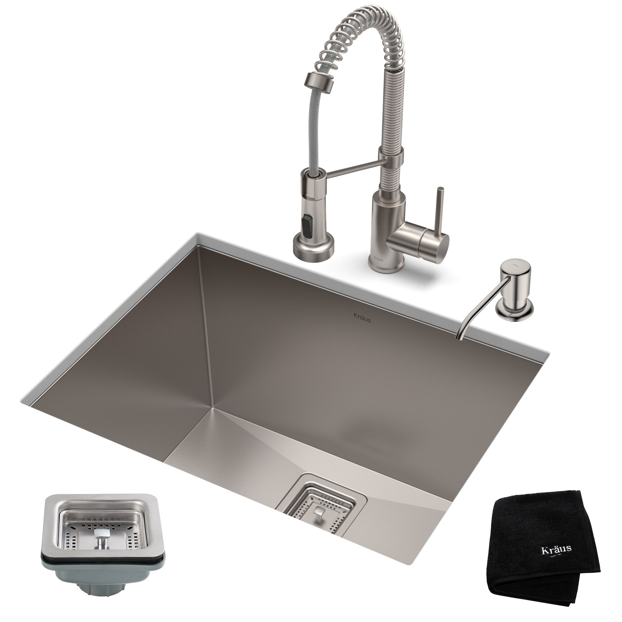 Kraus 18.5-in x 24-in 1-Basin Stainless Steel Undermount Laundry Sink with Drain with Faucet