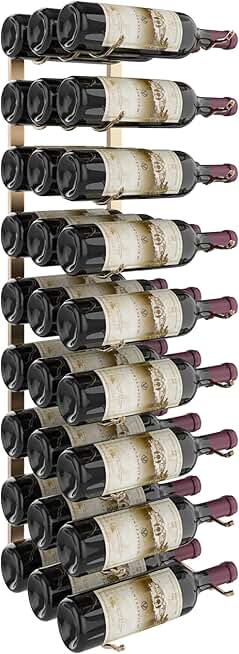W Series Luxe Wine Rack 3 - Triple Depth, Metal Wall Mounted Wine Rack - Modern, Easy Access Wine Storage - Space Saving Wine Rack with 27 Bottle Storage Capacity - (Golden Bronze)