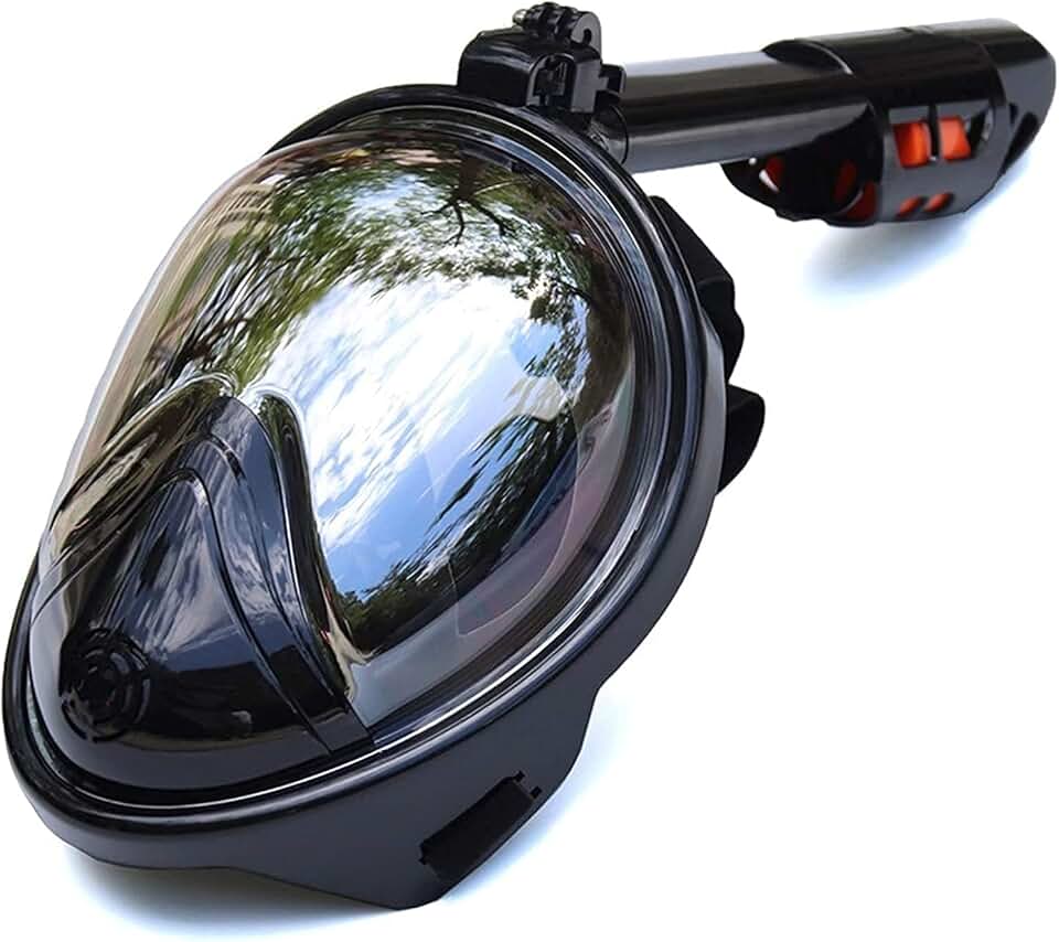 Diving mask Snorkeling Mask Diving Masks Underwater 180 Degree Wide View Full Face Diving Mask Snorkel Set Snorkel Mask for Adults and Kids Masks(Black,Large)