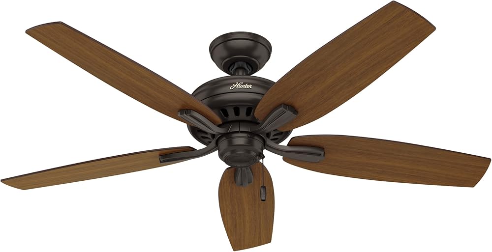 Hunter Fan Company Newsome 52-inch Indoor/Outdoor Premier Bronze Traditional Ceiling Fan Without Light Kit, Includes Pull Chains, and Reversible WhisperWind Motor