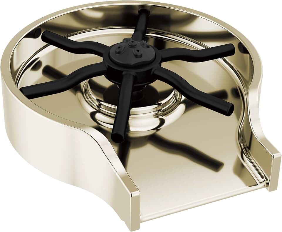 Delta Faucet Metal Glass Rinser for Kitchen Sinks, Kitchen Sink Accessories, Bar Glass Rinser, Polished Nickel GR250-PN