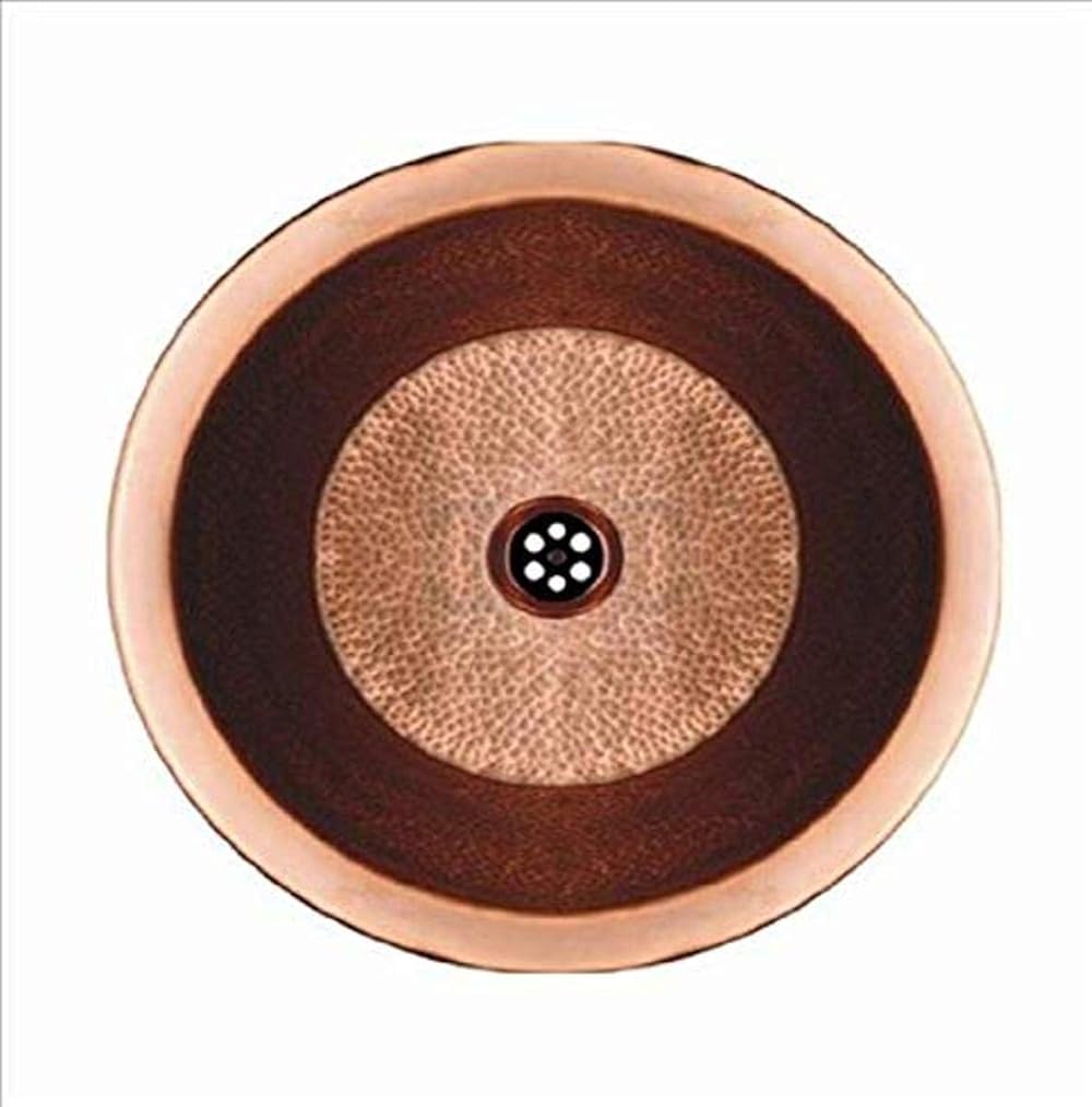 Whitehaus WHCOLV175D-HCO Copperhaus 16 1/2-Inch Round Drop-In/Undermount Basin with a Hammered Texture, Hammered Copper