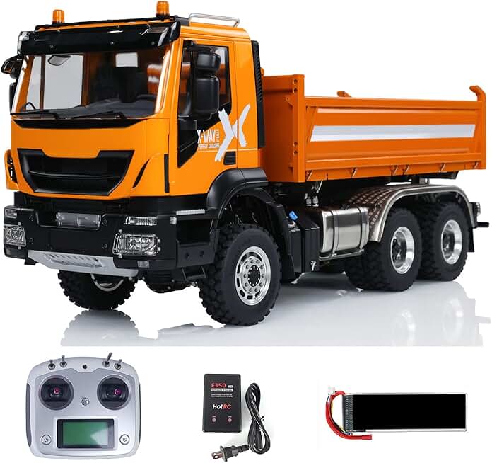 LESU Metal 1/14 6X6 RC Hydraulic Dumper Car 3-Way Radio Control Dump Truck Model 3-Speed Transmission Motor Servo ESC Light Sound System
