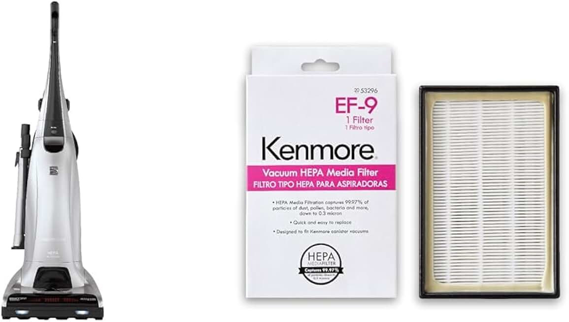 Kenmore Floor Care Elite Upright Bagged Vacuum + Kenmore 53296 EF-9 Media Vacuum Cleaner Exhaust Filter
