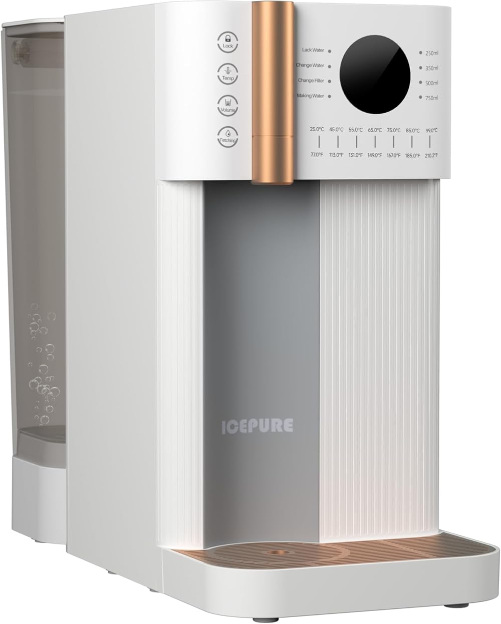 ICEPURE WFC002 Countertop Reverse Osmosis System, 4 Stage Purification, 𝐇𝐨𝐭 𝐚𝐧𝐝 𝐂𝐨𝐥𝐝 Water Dispenser, Bottleless Water Cooler, Portable RO Water Filter System, 3:1 Pure to Drain