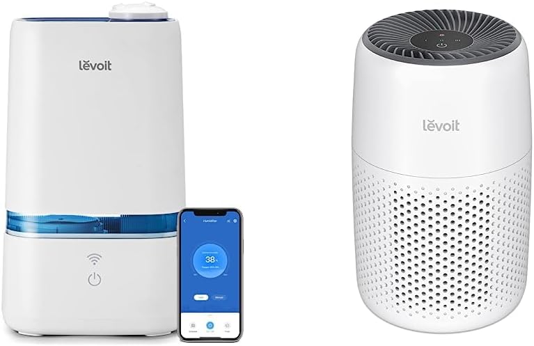 LEVOIT 4L Smart Cool Mist Humidifier & Air Purifiers for Bedroom Home, HEPA Filter Cleaner with Fragrance Sponge, White