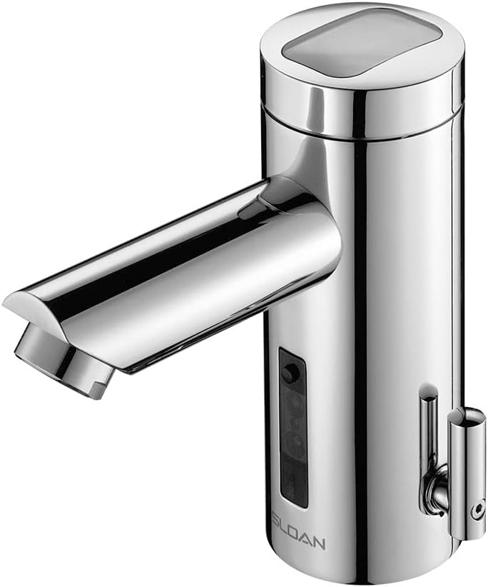 Sloan Optima EAF-275 Sensor Activated Solar Touch-Free, Commercial Grade with Mounting Hardware - 0.5GPM Solar Powered, Deck-Mounted Mid Body, Polished Chrome Finish, 3335017
