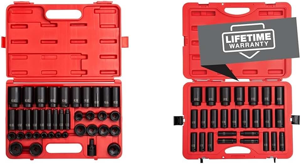 SUNEX 1/2-Inch Drive Master 39-Piece SAE Standard/Deep and 26-Piece Metric Deep Impact Socket Sets with Storage Cases