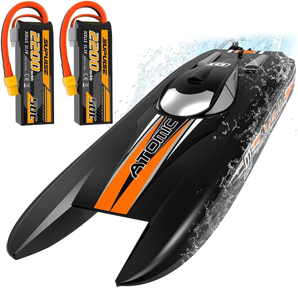 VOLANTEXRC Brushless Remote Control Boat with 11.1V 3S Lipo Battery 50C 2200mAh Soft Case Battery