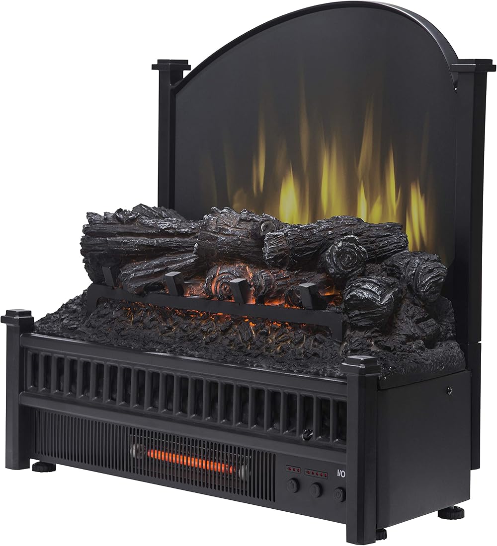 Pleasant Hearth Electric Log Insert with Removeable Fireback with Heater, Black