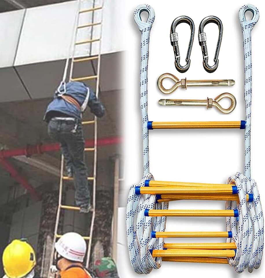 Soft Rope Ladders Fire Ladder, 2-8 Story Emergency Rescue Ladder, Easy to Store and Reusable Fire Escape Ladder, Strong Bearing Capacity,39FT/12M