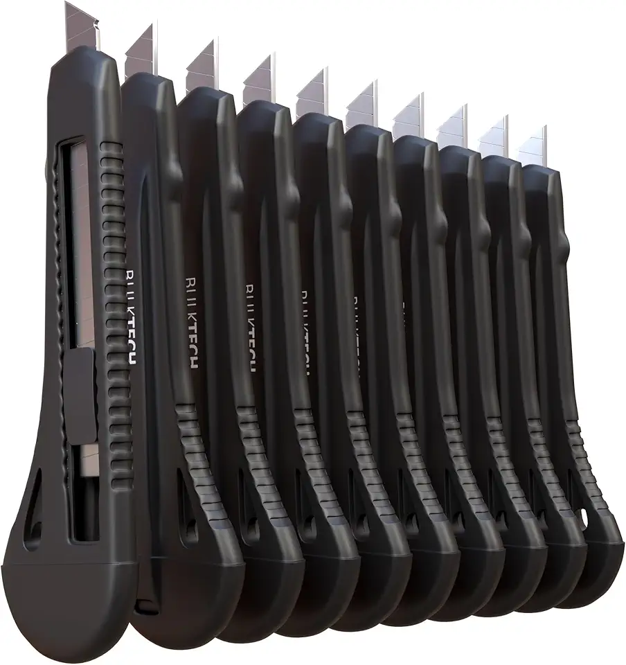 Bulk Utility Knives, Retractable Box Cutter for Cartons, Cardboard and Boxes, 18mm Wider Razor Sharp Blade, Smooth Mechanism, Perfect for Office and Home Use, 1000 Pack, Black Color