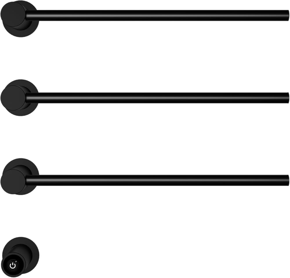 Heated Towel Racks for bathroom Towel Dryer for Bathroom Towel Rack Electric Towel Warmer Rack,3-bar Towel Rack Warmer - One-Touch Start - Hidden Style Brushed Gold AL003 Set