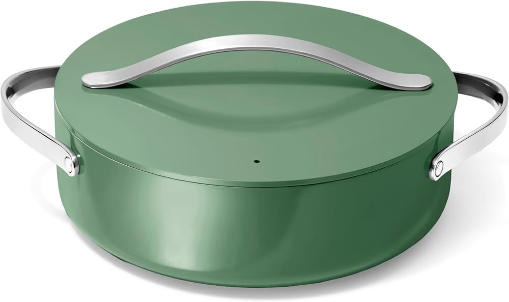 Caraway Rondeau - 6 Qt Non-Stick Pan with Lid - Free From Forever Chemicals - Perfect for Searing, Braising, & Roasting - Sage