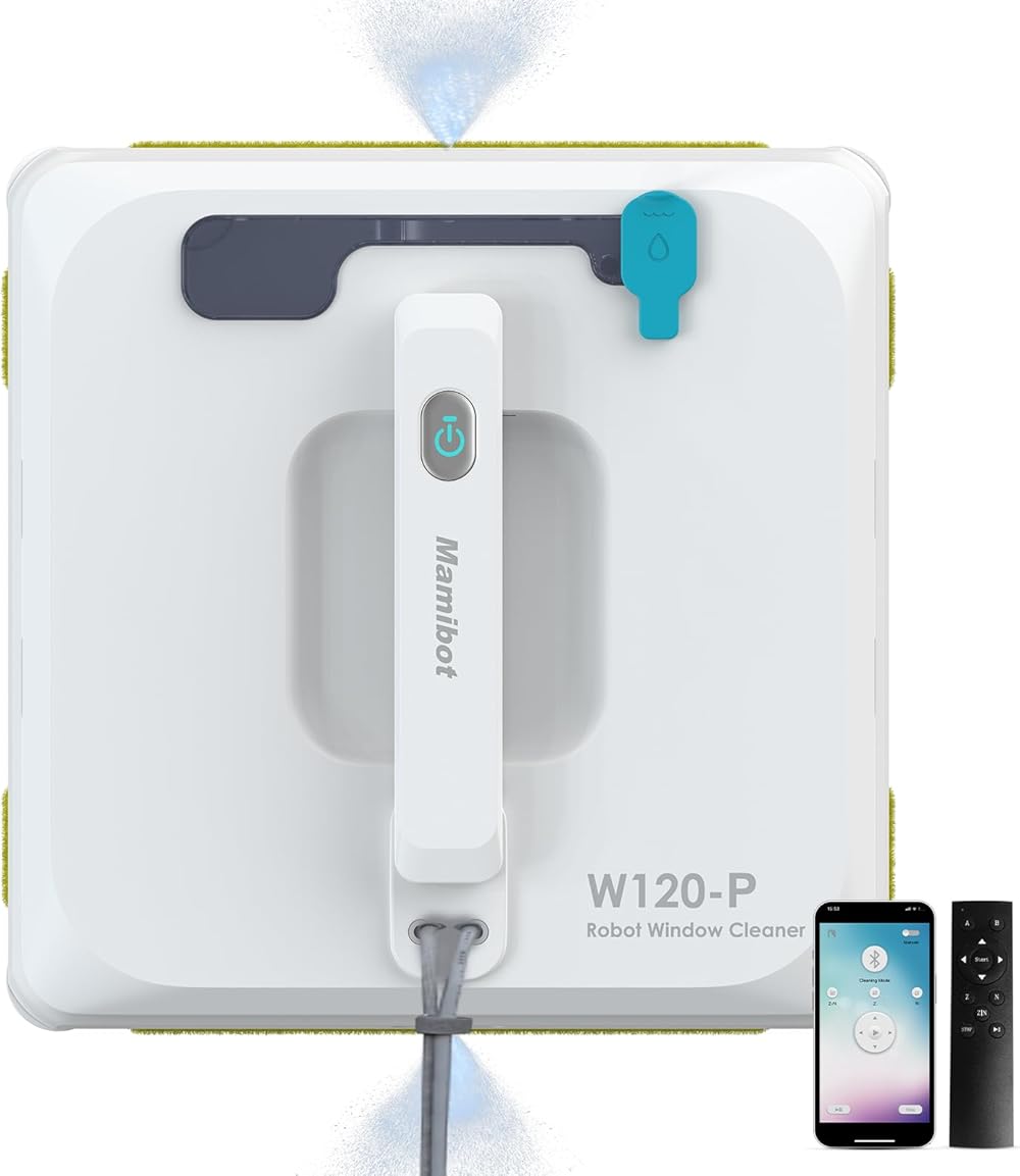 Mamibot W120-P Automatic Dual Water Spray Window Cleaning Robot with Anti-Falling Sensor Edge Detection Technology,Robotic Window Cleaner for Indoor&Outdoor Glass Cleaning