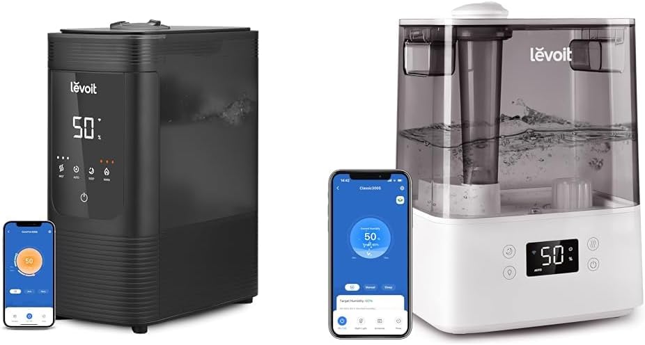 LEVOIT 6L Smart Warm and Cool Mist Humidifiers for Home Bedroom, 60H Runtime & Humidifiers for Bedroom Large Room Home, (6L) Cool Mist Top Fill Essential Oil Diffuser