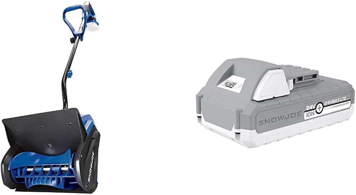 Snow Joe 24V-SS13 24-Volt iON+ Cordless Snow Shovel Kit, 13-Inch (w/ 4.0-Ah Battery and Charger) & iON+ System Compatible 24VBAT-LTE EcoSharp Pro Lithium-Ion Battery, 24 Volt, 2.0-Ah