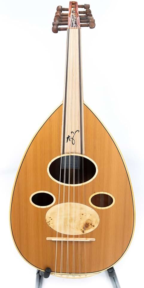 Zeryab Iraqi Oud floating bridge - Fa Fa Tuning Model #8 Burl Wood pickguard With case & rishas with FULL Professional Setup