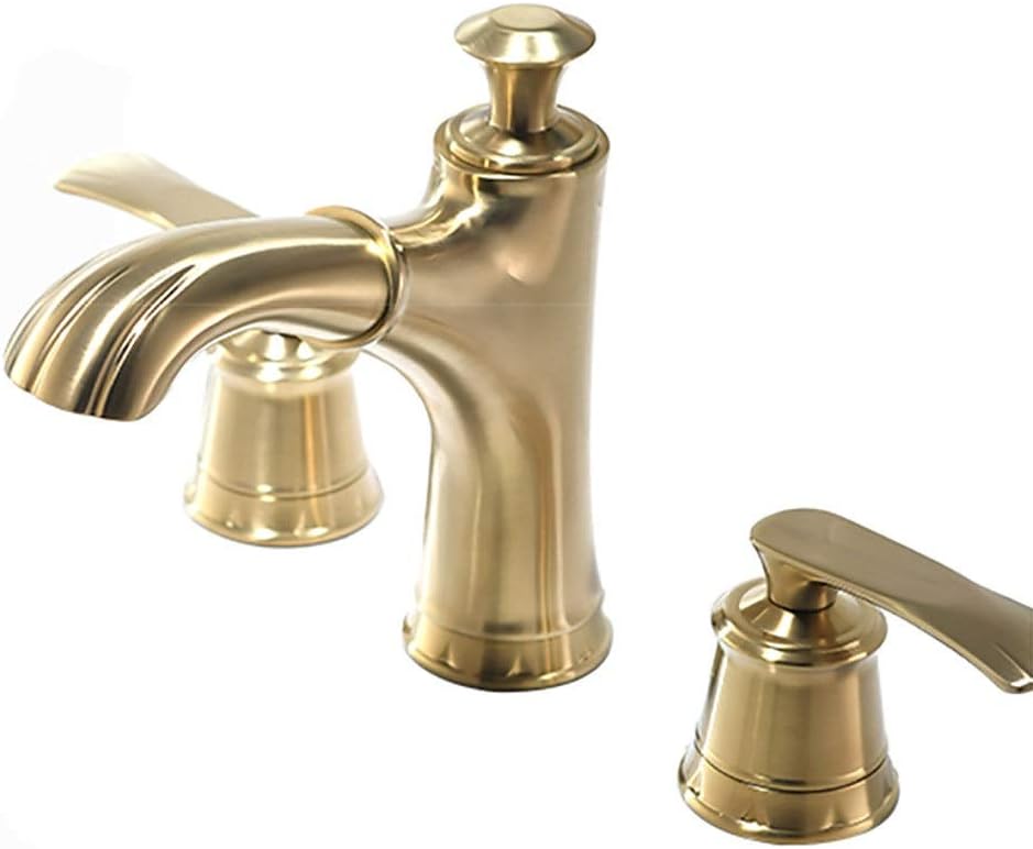 Nordic Three-Hole Basin Faucet Copper Pull Pull Split Hot and Cold Faucet Brushed Golden Faucet Kitchen Faucet