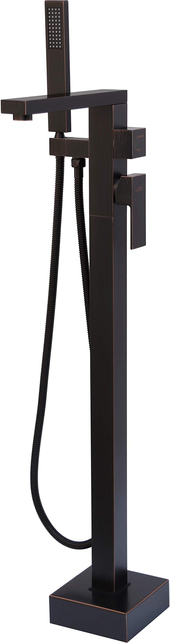 Oil Rubbed Bronze Freestanding Tub Faucets Bathtub Fillers Floor Mounted Mount Faucet Filler For Tubs Bathtubs High Flow 11.9GPM Bathroom With Handheld Shower