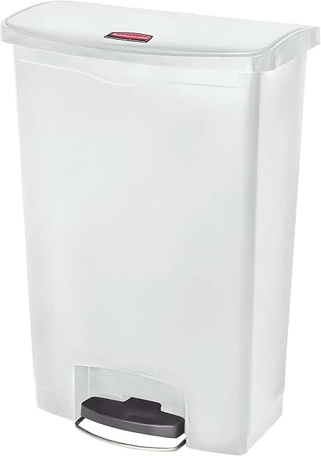 Rubbermaid Commercial Products-1883561 Streamline Slim Step-On Plastic Trash Garbage Can, 24 Gallon, White