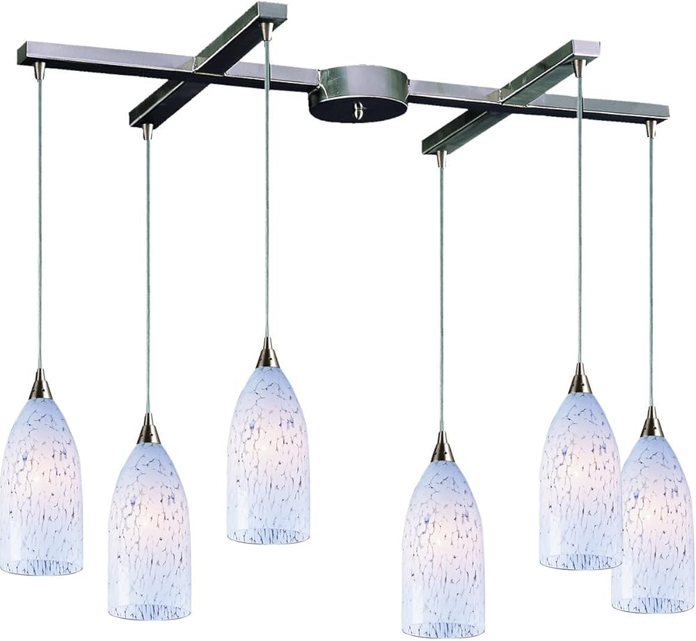 Elk 502-6SW 6 Satin Nickel and Snow White Glass pendant light, 33