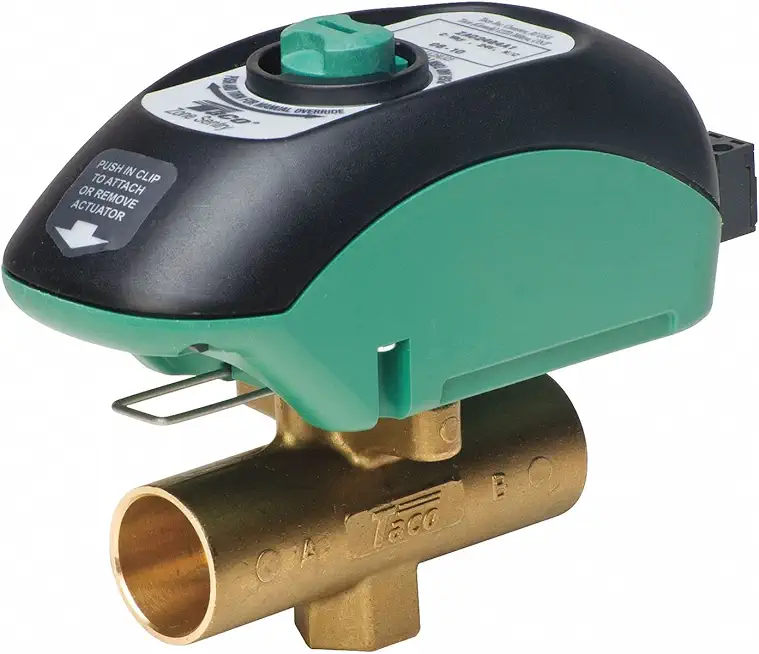 Taco Two Way, Normally Closed, Closed System Sweat 1 Motorized Zone Valve, 24VAC, 8.9Cv, 2-Pin Screw Conn