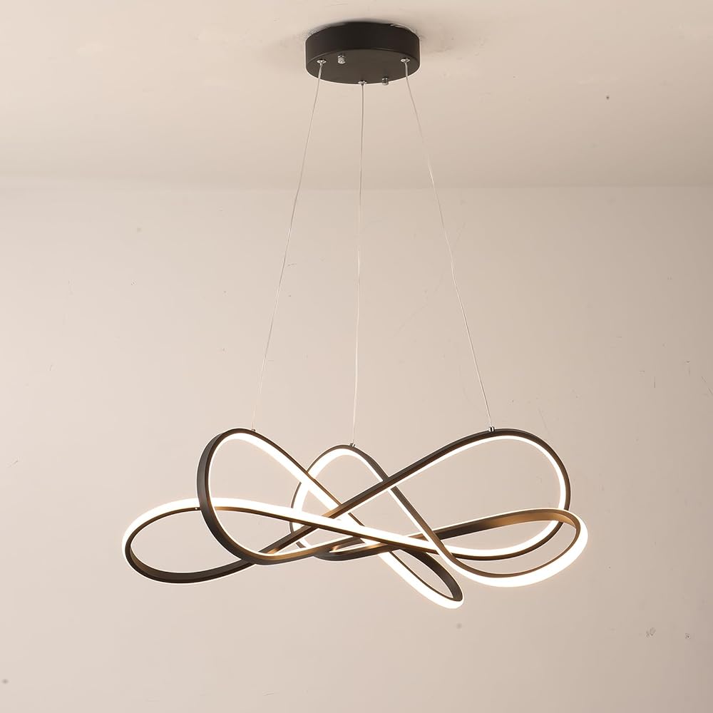 Dimmable with RC Luminaire DIY Pendant Lights Adjustable Suspension Chandelier LED Fixtures for Dining Living Room Kitchen Bedroom Bar (Black, Dia25.6-30x7.9 Inch)