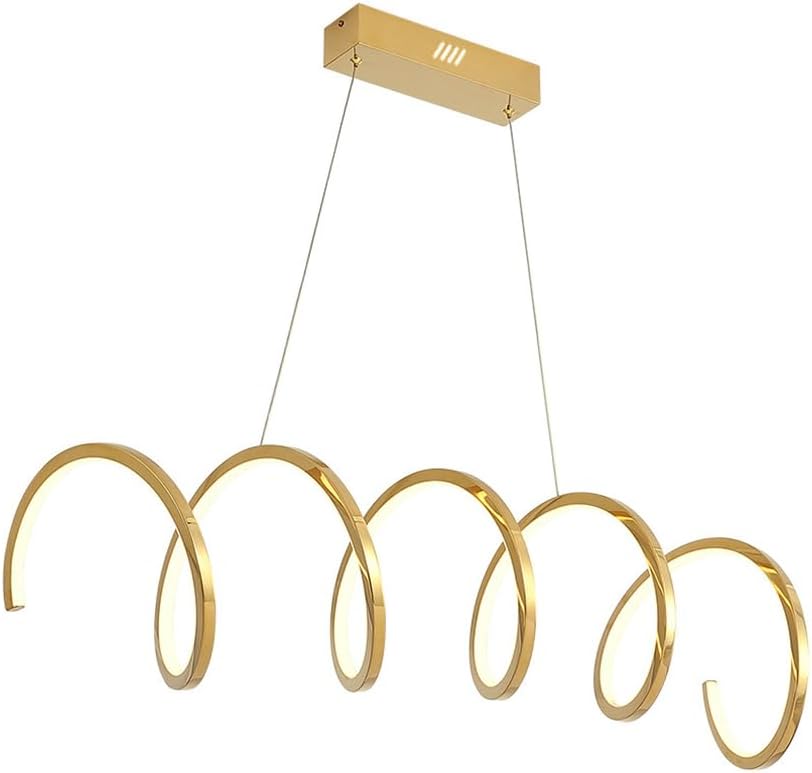 Modern LED Pendant Light, 39.3in Curve Chandelier Stainless Steel Kitchen Island Linear Pendant Light Fixture, Kitchen Dining Room Bar Billiard Room Lines Ceiling Hanging Lights