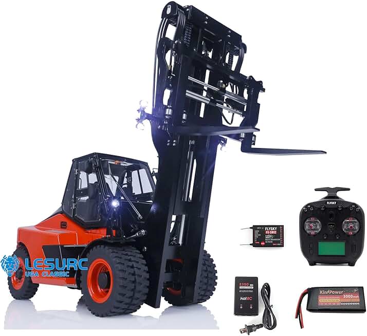 LESU 1/14 RTR Hydraulic Forklift AOUE-LD160S for Electric Forklifts Truck ST8 SR12 Radio Motor ESC Servo Light Sound System Painted Orange Red