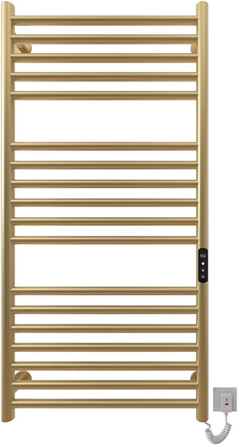 Electric Towel Warmer for Bathroom, Brushed Gold Heated Towel Rack 380W Towel Warmer Rack Wall Mounted Aluminum Electric Towel Drying Rack Digital Display Touch Control