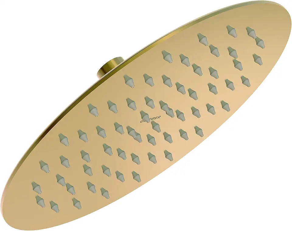 Plumbing Drench Shower Head, Modern Style, Brushed Bronze Finish, 1 Setting, 1.75 GPM, 80 PSI, 2.16 in Height, 10 in Width, Soft-Touch Nozzles