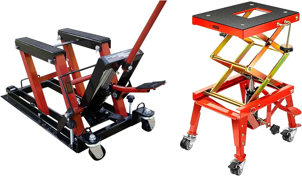 VIVOHOME Steel Motorcycle ATV Scissor Lift Jack Crank Hoist Stand with Heavy Duty Hydraulic Motorcycle Lift Table Foot Operated ATV Dirt Bike Scissor Jack Stand