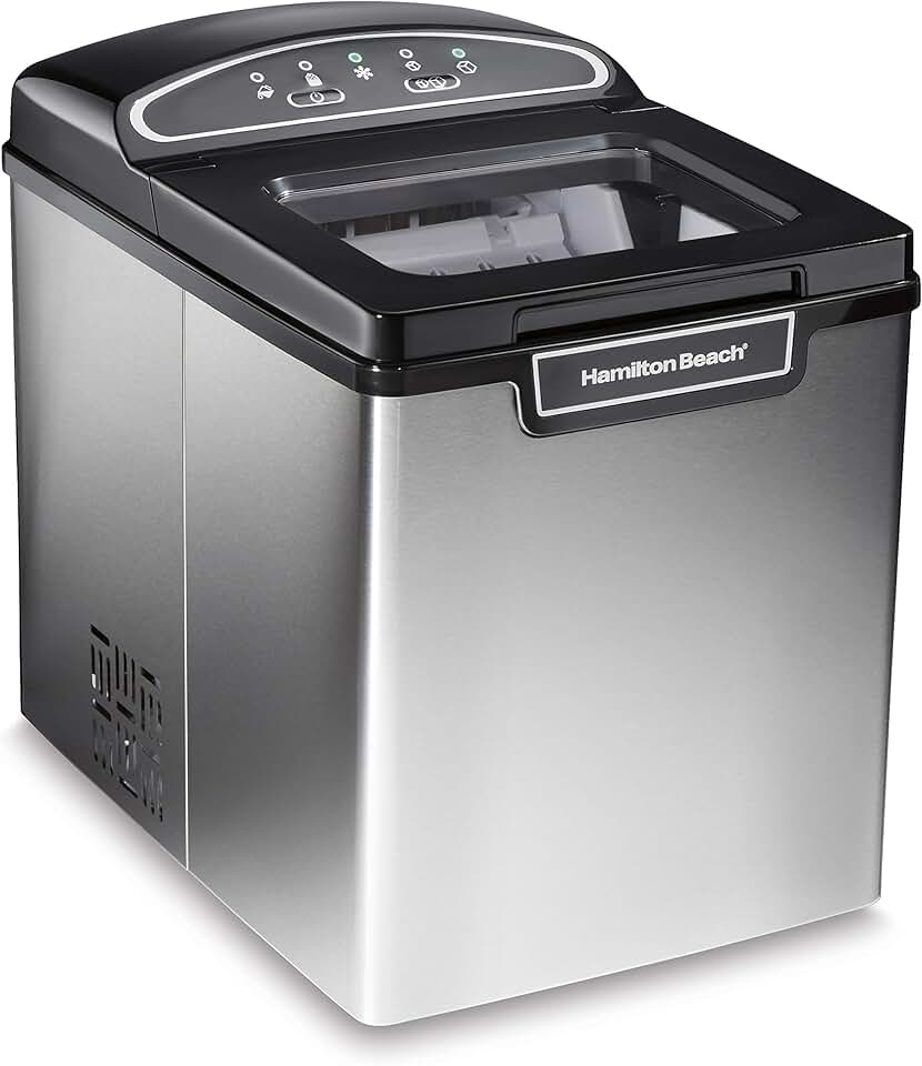 Hamilton Beach Countertop Nugget Ice Maker Machine, Compact & Portable Design, Makes 28 Pounds Per Day, Stainless Steel (86150)