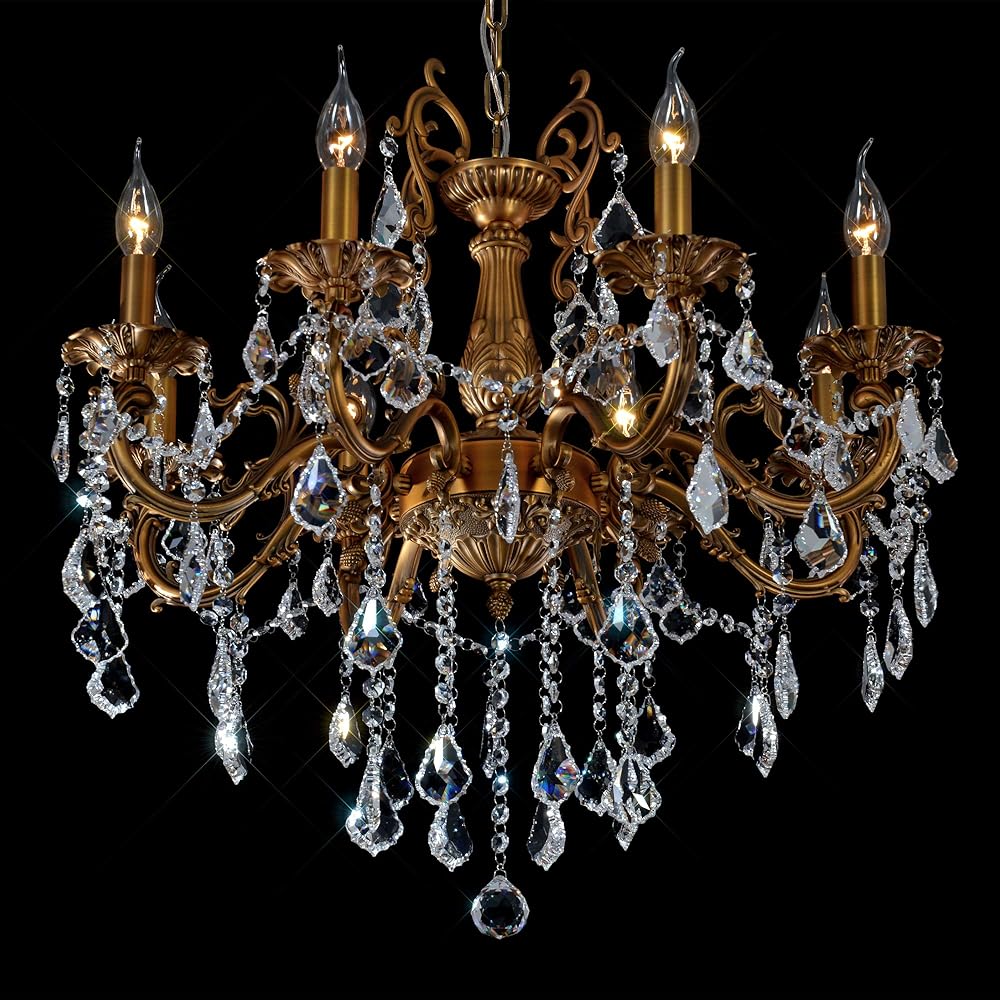 Crystal Chandeliers Contemporary Chandelier Island Lighting 8 Lights Candle Pendant Ceiling Light Fixture for Dining Room Living Room Kitchen Bedroom Hallway Entry D27.6