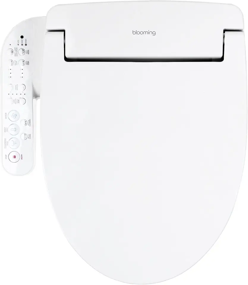 Blooming NB-1360R Bidet Toilet Seat *Round* Warm Water with Stainless Steel Nozzle, Warm Air Dryer, Heated Toilet Seat, Sittable Lid, Nightlight, Fits Round Toilets, White