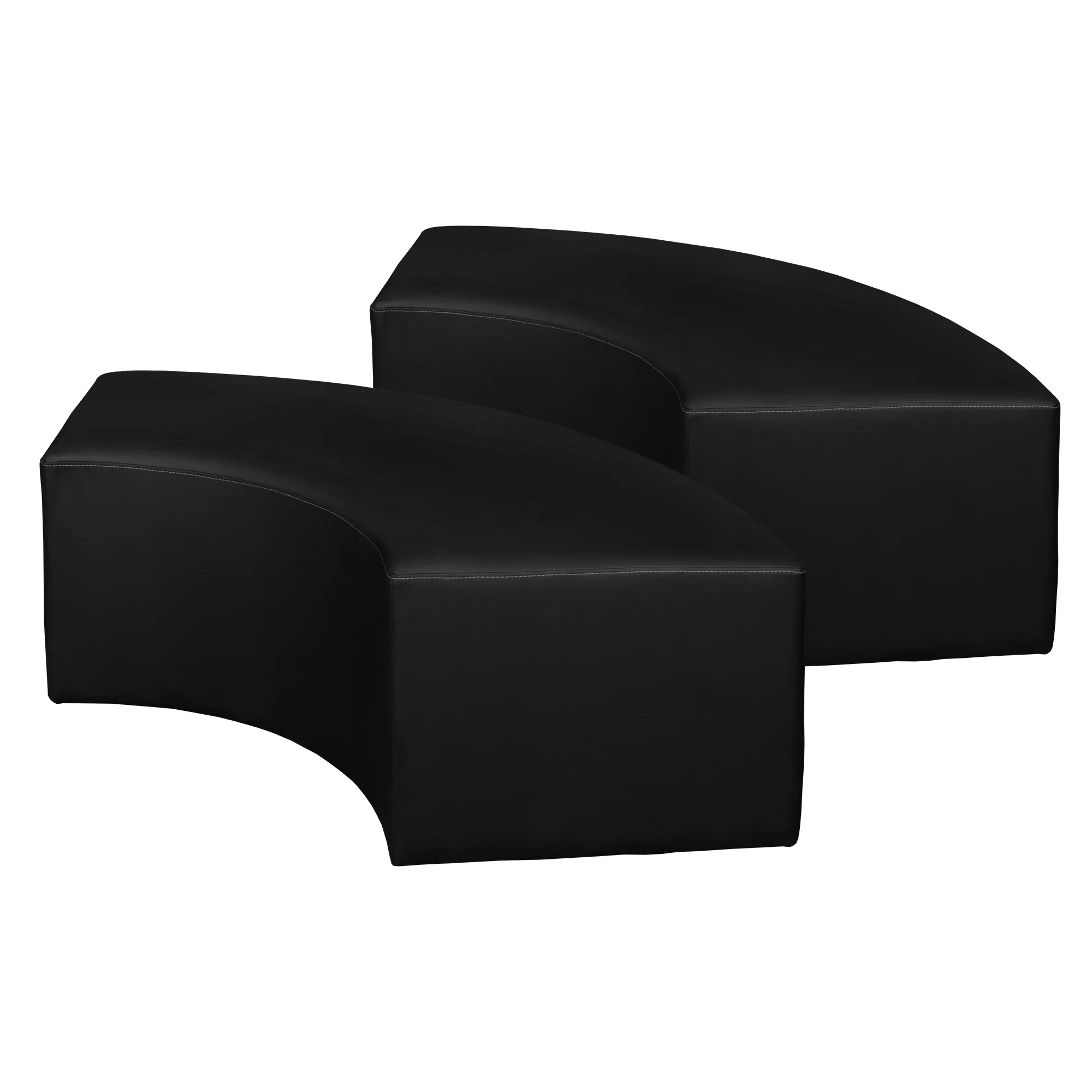 Regency Aurora Curved Vinyl Ottoman (Set of 2)- Black