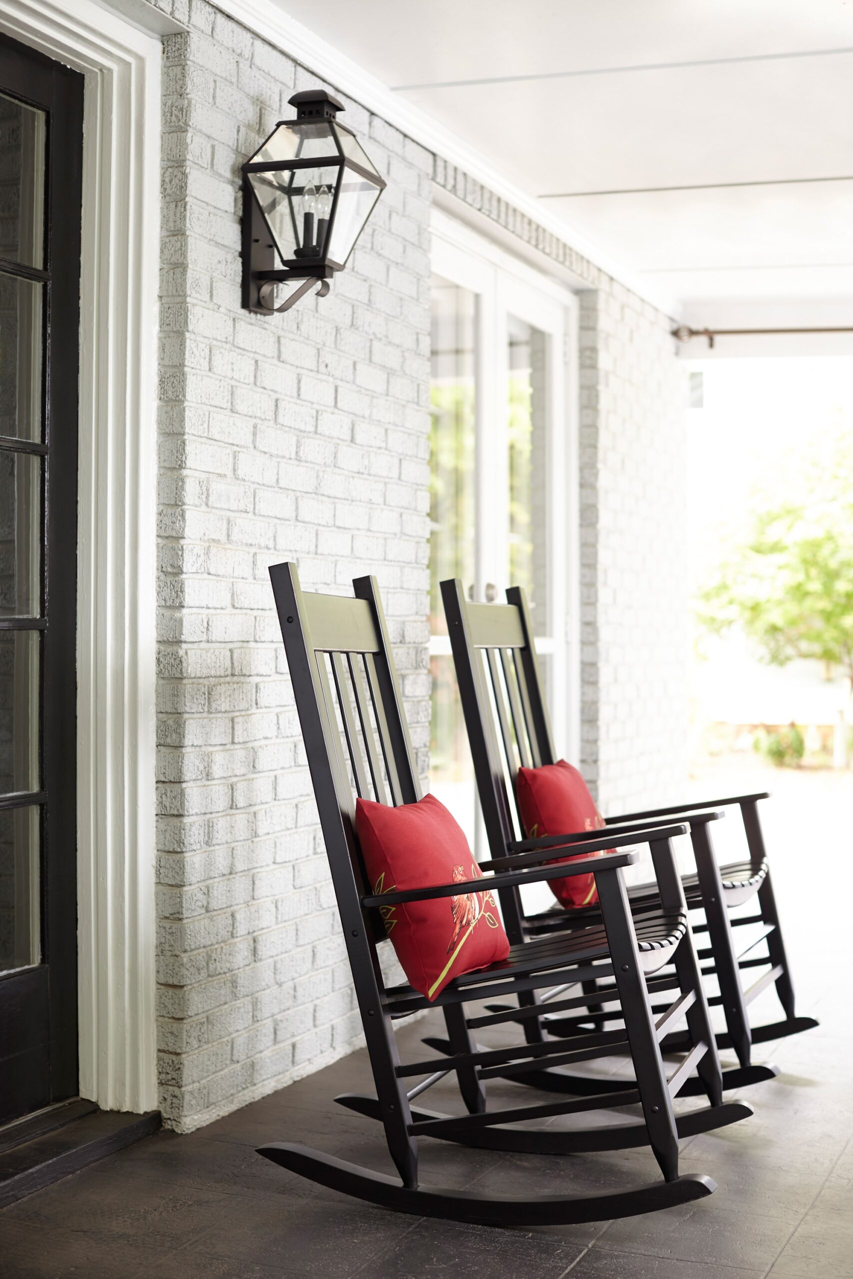 Style Selections Black Wood Frame Rocking Chair with Slat Seat
