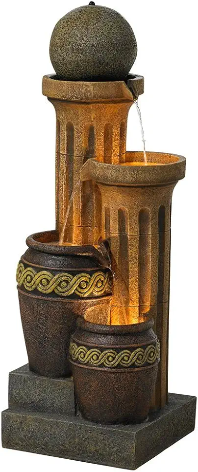 Sphere Jugs and Column Rustic Outdoor Floor Water Fountain 50