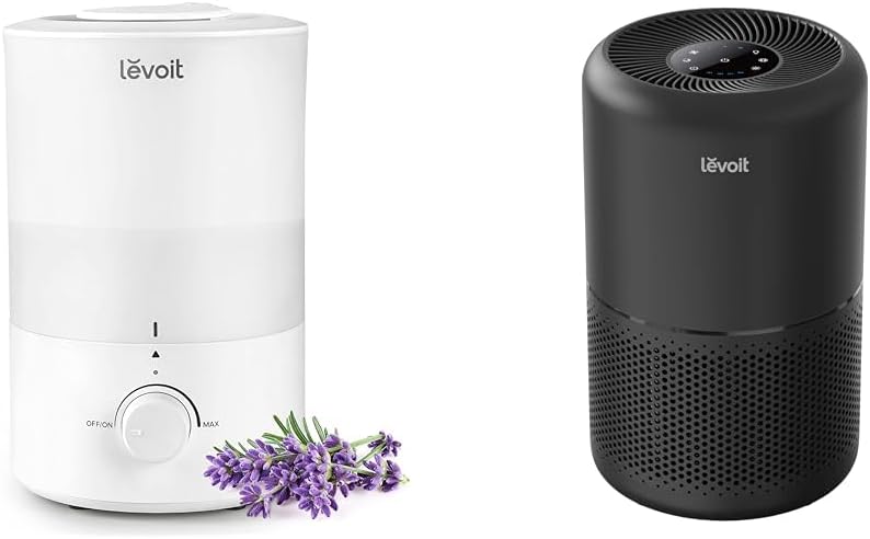 LEVOIT Humidifiers for Bedroom, Quiet (3L Water Tank) Cool Mist Top Fill Essential Oil Diffuser & Air Purifier for Home Allergies Pets Hair in Bedroom