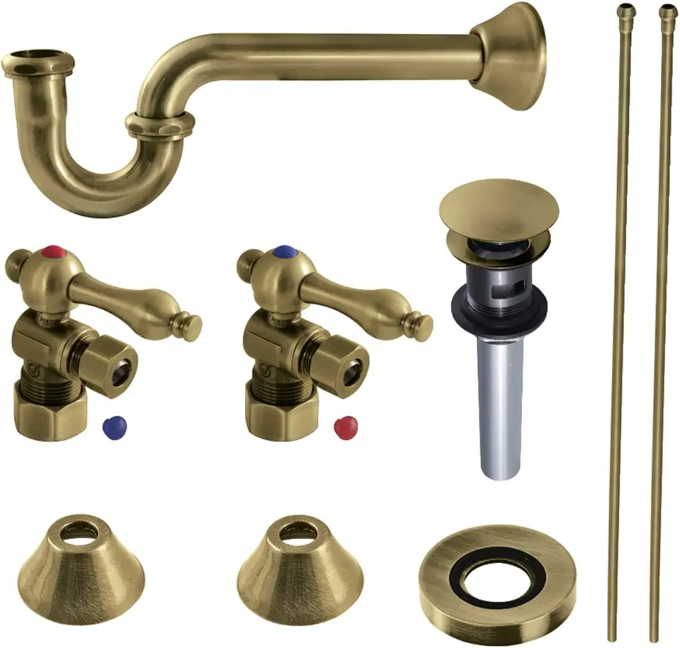 CC53303VOKB30 Trimscape Plumbing Sink Trim Kit with P-Trap and Overflow Drain, Antique Brass