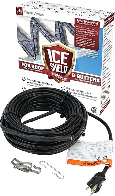 WarmlyYours Ice Shield Roof & Gutter Deicing Cable Kit, Protect from Ice and Snow Damage (200 ft)