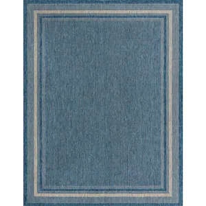 Unique Loom Outdoor Soft Border Blue 9' 0 x 12' 0 Area Rug