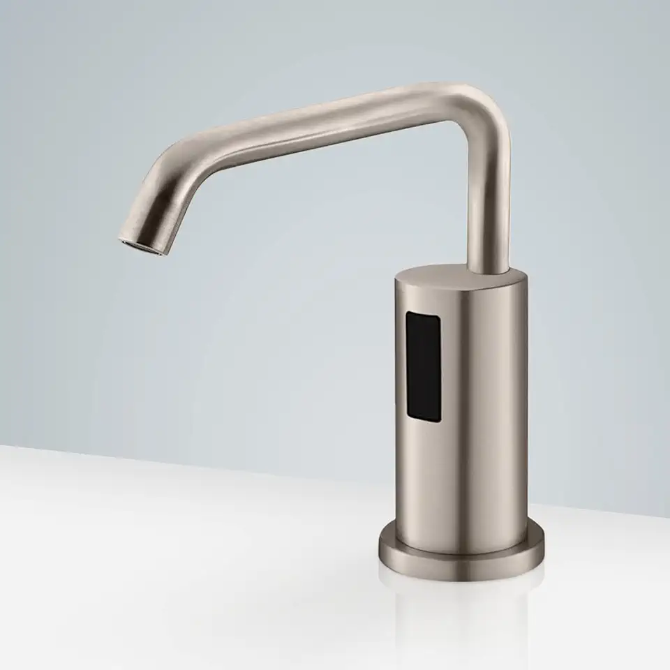 Commercial Automatic Sensor Liquid Foam Soap Dispenser - FS9854-BN Contemporary Style Deck Mount Metal & Stainless Steel Soap Dispenser - Brushed Nickel Finish