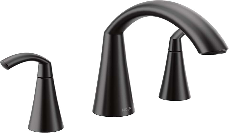 Moen T373BL Glyde Two-Handle High Arc Roman Tub Faucet, Matte Black
