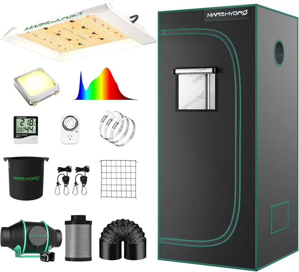 2x2 Grow Tent Kit for New Grower TS600 LED Grow Light Full Spectrum Indoor Grow Kit 24