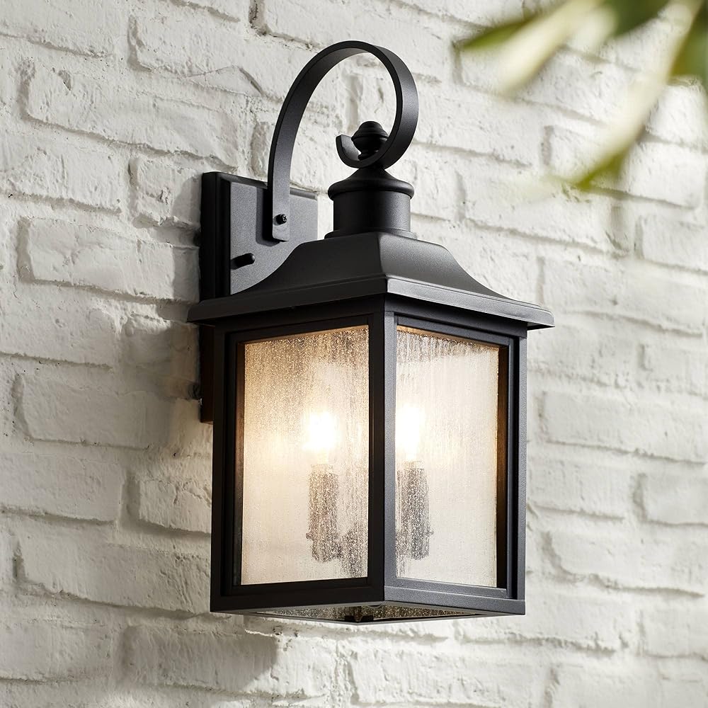 Moray Bay Industrial Outdoor Wall Light Fixture Black Steel 17 3/4