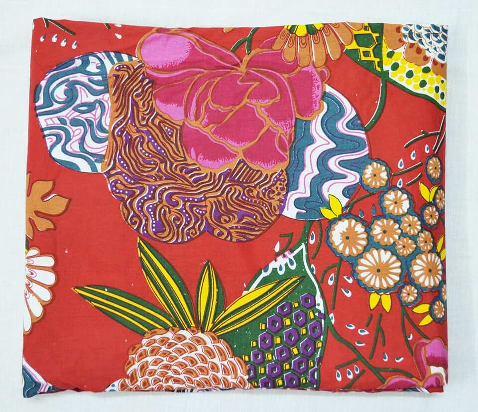 Scrren Print Dressmaking by The Yard Fabric 100% Cotton Floral Print Fabric for Sewing Crafting Ethnic Running Natural Dye Sanganeri Indian Fabric by The Yard 493 (Red, 50 Yard pre Cut)
