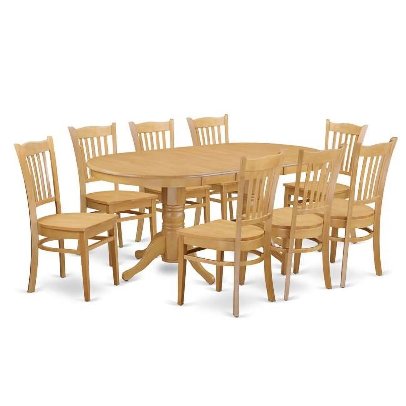 Table & 8 Dining Room Chairs, Oak