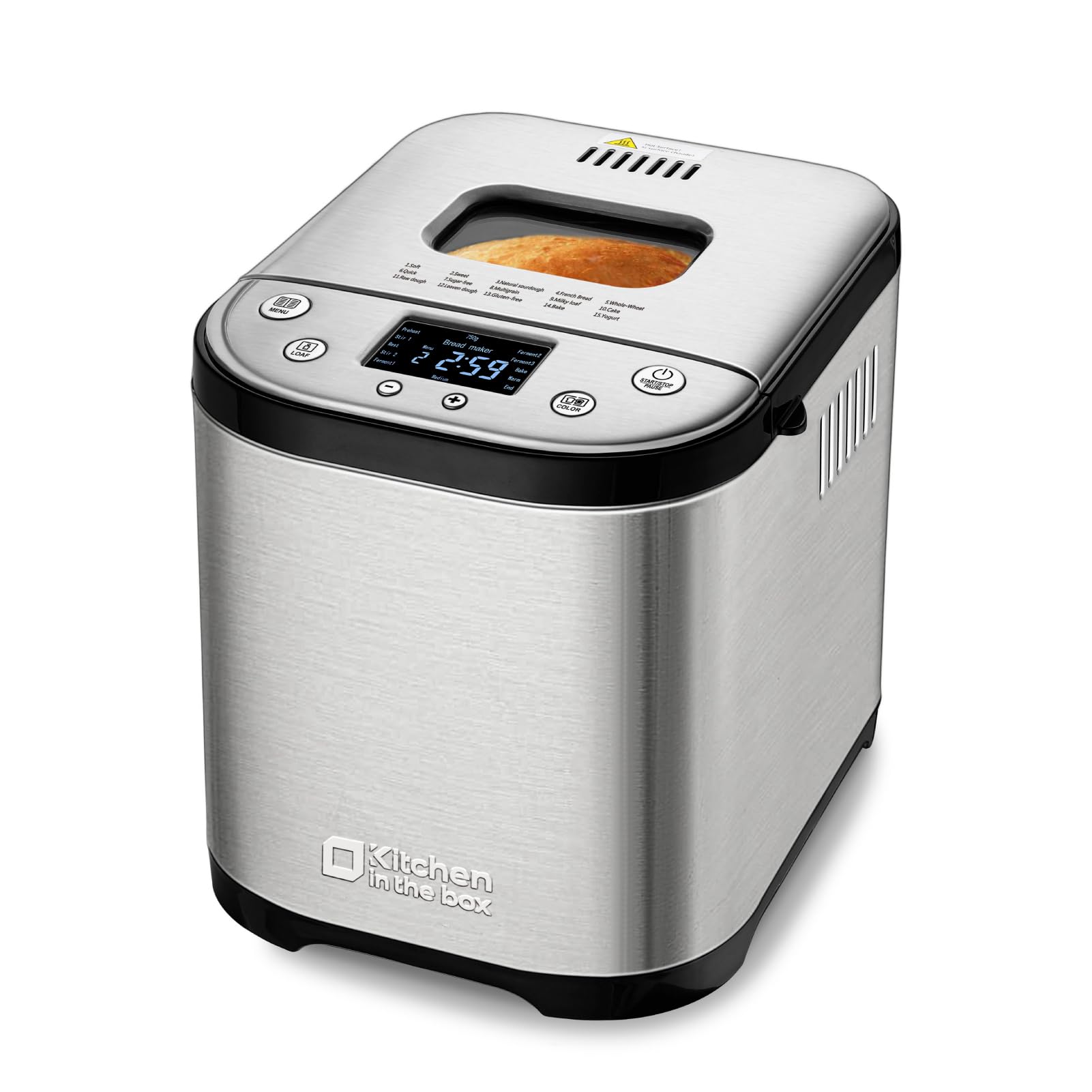 Kitchen in the box Bread Maker Machine with Gluten-Free Setting, 2LB 1.5LB 1LB Automatic Breadmaker with Homemade Cycle